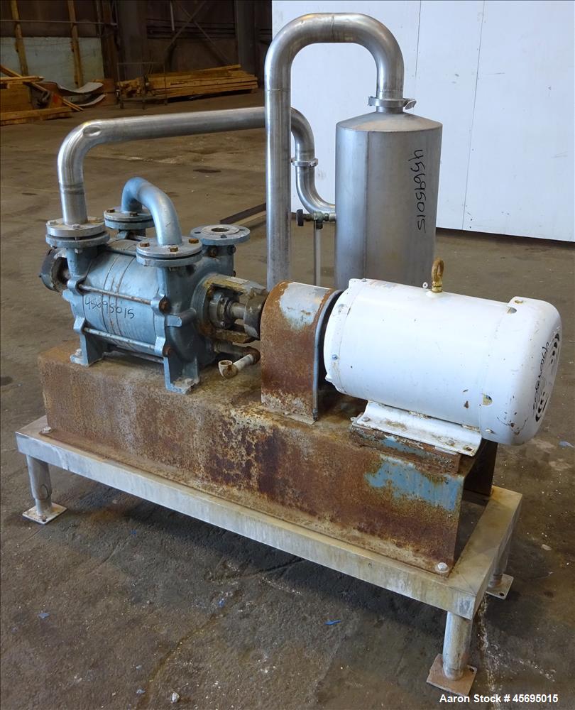 Used- Squire-Cogswell Liquid Ring Two Stage Vacuum Pump, Type P512/CH41-215A, Stainless Steel. Nominal capacity 177 Cubic fe...