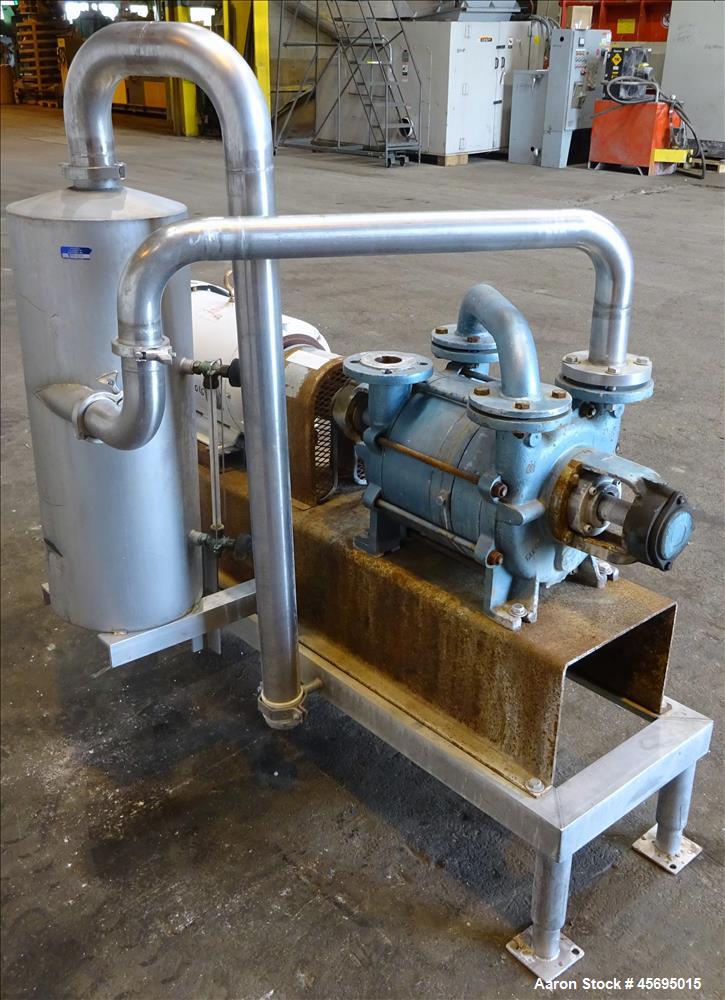 Used- Squire-Cogswell Liquid Ring Two Stage Vacuum Pump, Type P512/CH41-215A, Stainless Steel. Nominal capacity 177 Cubic fe...