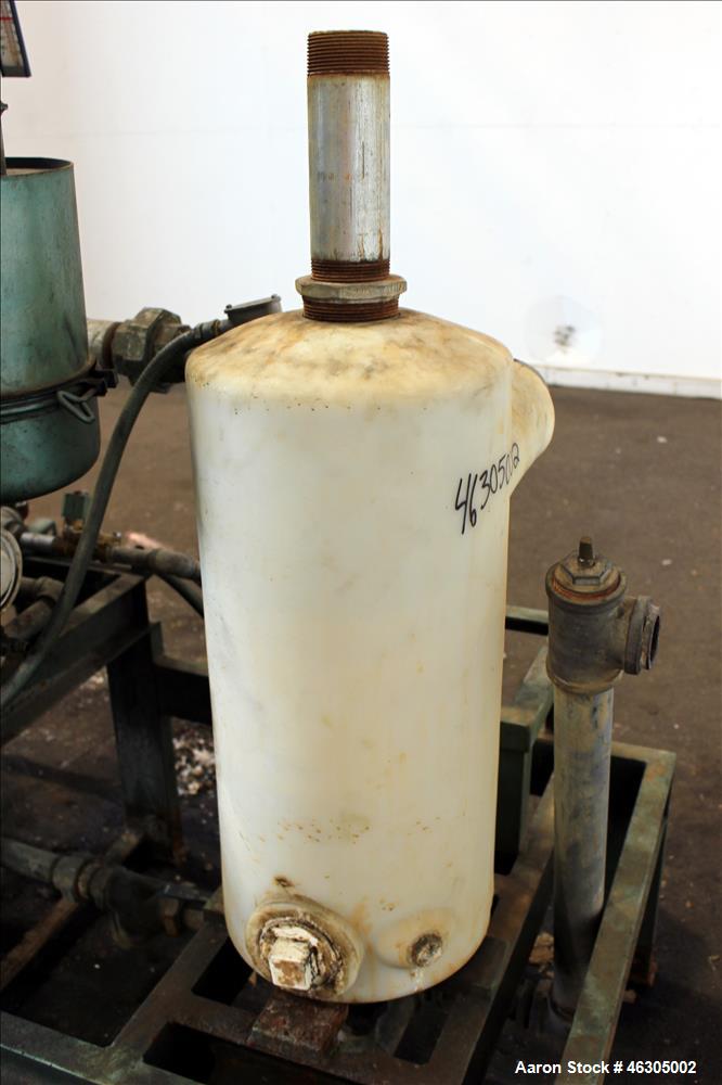 Used Squire Cogswell Vacuum Pump System consisting of (1) Squire Cogswell liquid ring vacuum pump, model RVM 19 UG, carbon steel. Approximately 240 cfm, serial #H5402AU, 2-1/2" inlet/outlet, driven b...