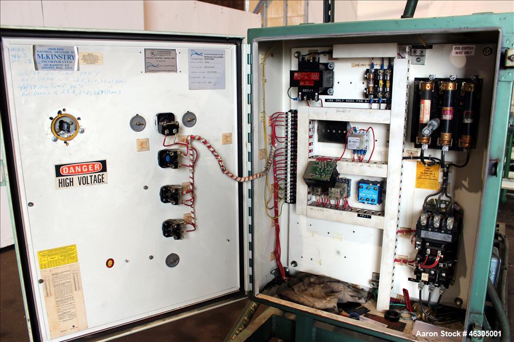 Used Squire Cogswell Vacuum Pump System consisting of (1) Squire Cogswell liquid ring vacuum pump, model RVM 19, carbon steel. Approximately 240 cfm, serial #N8334, 2-1/2" inlet/outlet, driven by 20 ...