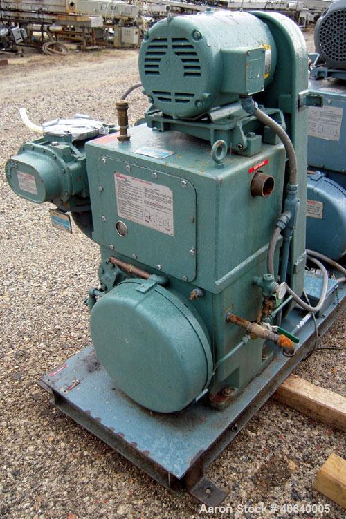 Used Stokes Microvac Rotary Piston Vacuum Pump, model 212-11, carbon steel. Approximately 150 cfm. 3" inlet, 2" outlet. Driven by a 7 1/2 hp, 3/60/208-230/460 volt, 1725 rpm motor. Includes a Stokes ...