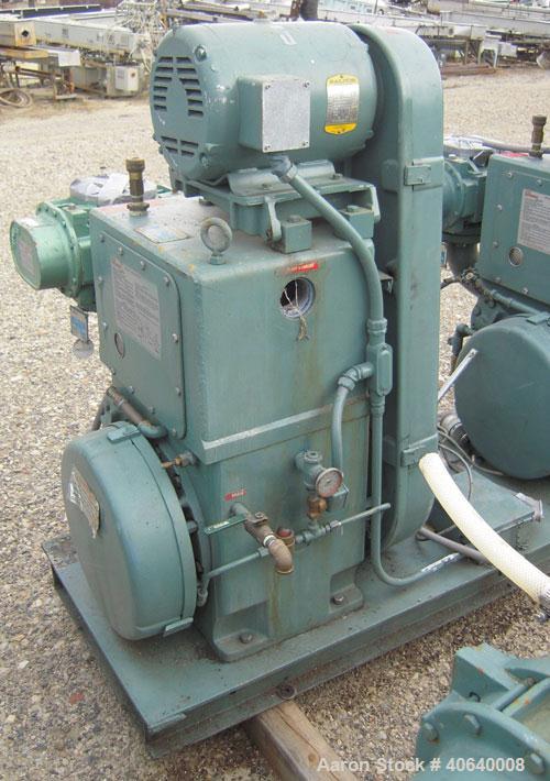 Used Stokes Microvac Rotary Piston Vacuum Pump, Model 212-11, carbon steel. Approximately 150 cfm. 3" inlet, 2" outlet. Driven by a 7 1/2 hp, 3/60/208-230/460 volt, 1725 rpm motor. Includes a Stokes ...