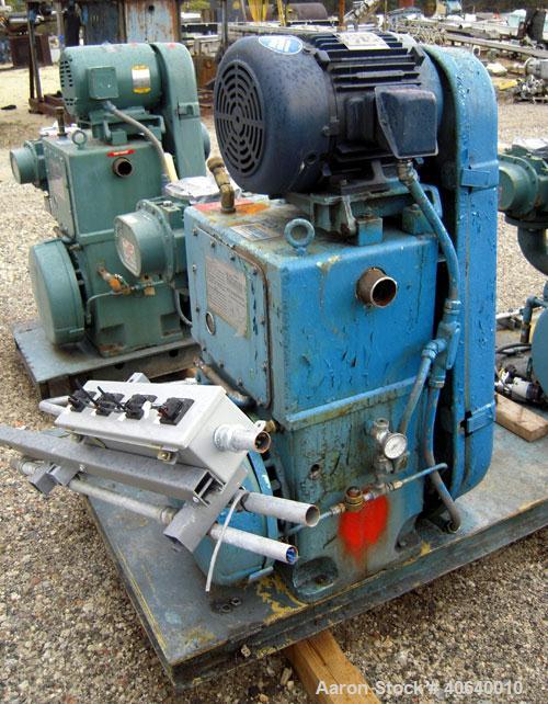 Used Stokes Microvac Rotary Piston Vacuum Pump, model 212-11, carbon steel. Approximately 150 cfm. 3'' inlet, 2'' outlet. Driven by a 7 1/2 hp, 3/60/208-230/460 volt, 1725 rpm motor. Includes a Stoke...