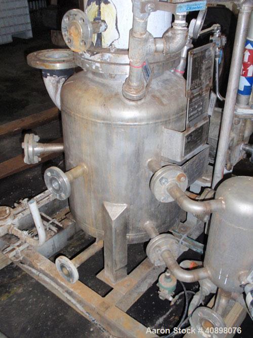 Used Sulzer Burckhardt APOVAC Vacuum Solvent Recovery System, type APOVAC PMSH 156-D2. Stainless steel construction, rated 80 ACFM, ring liquid circulation 2.2 gpm, nominal coolant flow 4.4 gpm, with...
