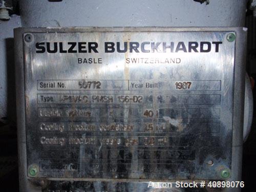 Used Sulzer Burckhardt APOVAC Vacuum Solvent Recovery System, type APOVAC PMSH 156-D2. Stainless steel construction, rated 80 ACFM, ring liquid circulation 2.2 gpm, nominal coolant flow 4.4 gpm, with...