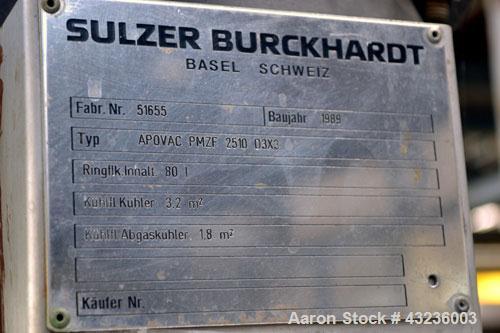 Used Stainless Steel Sulzer Burckhardt Apovac System, Type PMZF-2510 D3X3