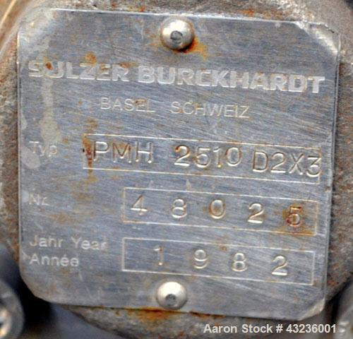Used Sulzer Burckhardt Apovac System, Type PMZH-48-961, Stainless Steel. Consisting of: (1) Sulzer Burckhardt vacuum pump, model PMH 2510 D2X3, serial #48025. Approximate capacity 50-135 cubic meters...