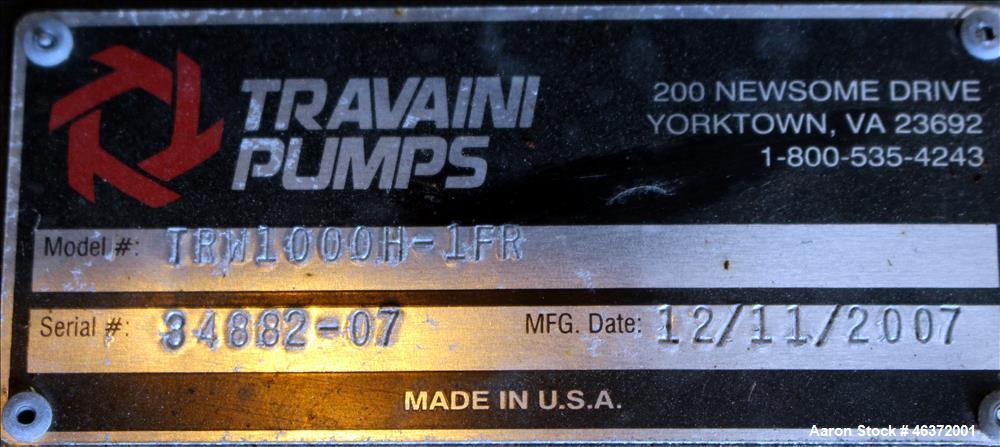 Used Travaini Vacuum System, Model TRW1000H-FR