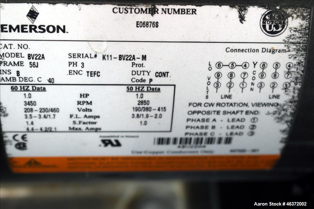 Used Travaini Vacuum System, Model TRW1000H-FR, Carbon Steel. Consisting of Travaini vacuum pump, model TRHE100-1600/X-C/F, serial #AN214-FDPKG, approximately 1000 CFM, 4" inlet/outlet, driven by 100...