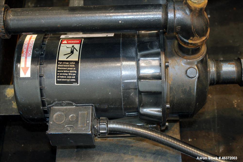 Used Travaini Vacuum System, Model TRW1000H-FR, Carbon Steel. Consisting of Travaini vacuum pump, model TRHE100-1600/X-C/F, serial #AC469-M0PXI, approximately 1000 CFM, 4" inlet/outlet, driven by 100...