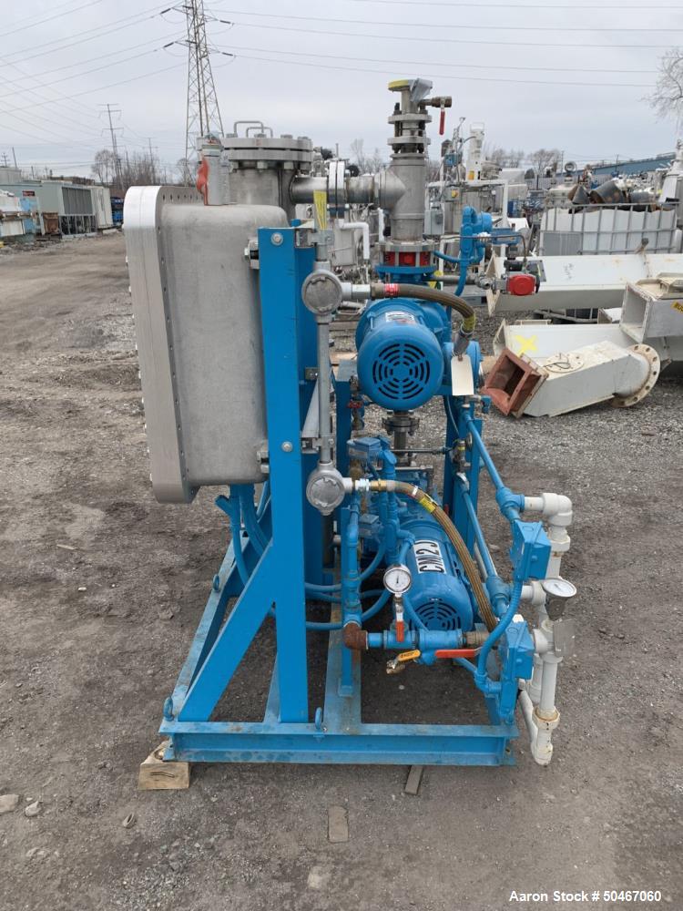 Used Tuthill Vacuum System with Tuthill Dry Seal Vacuum Pump, Model SDV120, Driven by 5 HP, 230/460 Volt XP Motor, Nominally Rated 70 CFM at .02 Torr, Tuthill Booster Pump, Model KMBD543, Driven by 5...