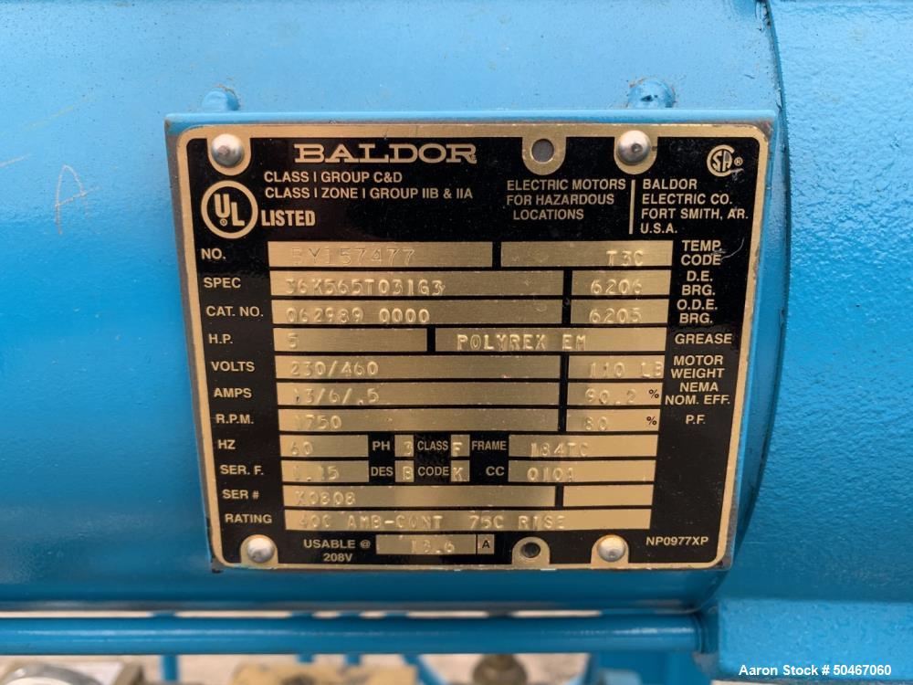 Used Tuthill Vacuum System with Tuthill Dry Seal Vacuum Pump, Model SDV120, Driven by 5 HP, 230/460 Volt XP Motor, Nominally Rated 70 CFM at .02 Torr, Tuthill Booster Pump, Model KMBD543, Driven by 5...