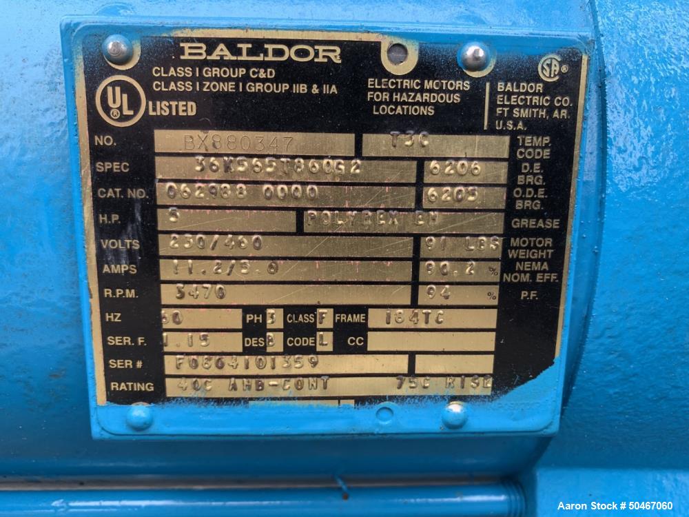 Used Tuthill Vacuum System with Tuthill Dry Seal Vacuum Pump, Model SDV120, Driven by 5 HP, 230/460 Volt XP Motor, Nominally Rated 70 CFM at .02 Torr, Tuthill Booster Pump, Model KMBD543, Driven by 5...