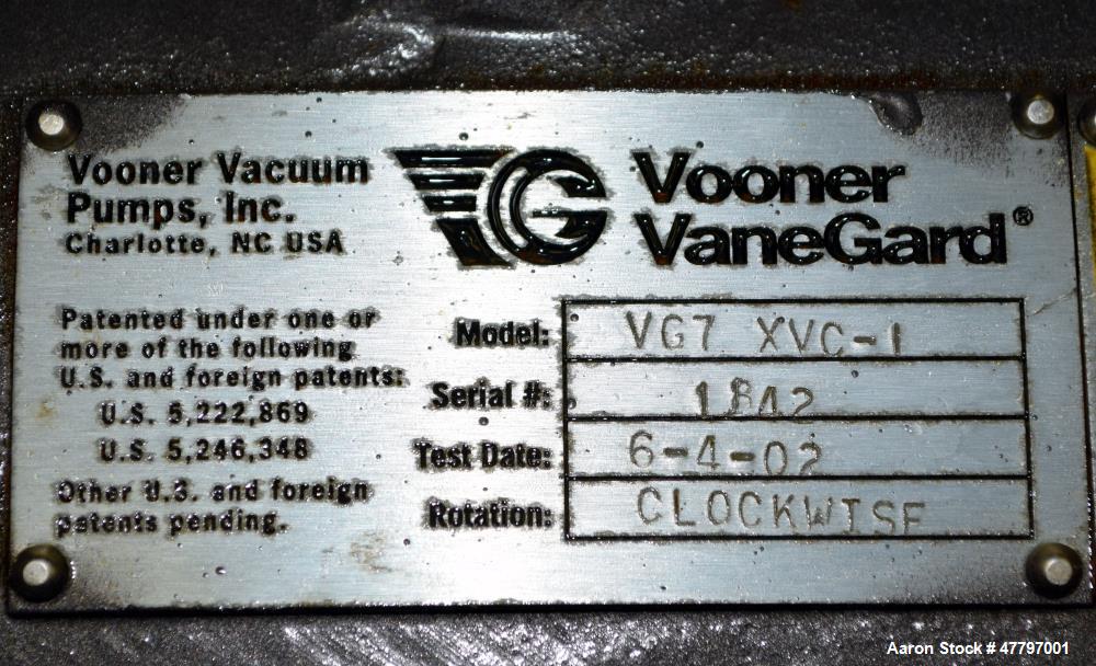 Unused- Vooner VaneGard Liquid Ring Vacuum Pump