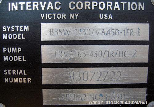 Used Wintek Intervac Hyvac Booster Liquid Ring Vacuum System, Model BSSW-3500/V450-1FR-E, consisting of: (1) Travaini vacuum pump, model TRVA65-450/1R/HC-Z, Hastelloy C-276 wetted parts. Serial #H631...