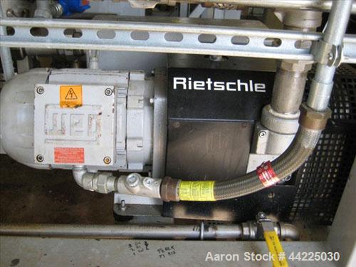 Used Wintek Vacuum Skid, Model K08-VC200-C/40/R30. Rated 60 ACFM at 5 Torr. 7.5 HP. With Rietschle VC200 vacuum pump, .05/10 millibar, 200/240 m/hour. Built 2001, serial #000910-7.