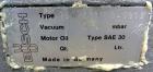 Used Busch Series R5 Single Stage, Oil Sealed, Rotary Vane Vacuum Pump, Model 0100-131, Carbon Steel. Rated 63 cfm, air cooled. Driven by a 3 kw, 220/240 volt, 1440 rpm motor. Base mounted.