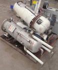Used Busch Huckepack Two Stage Rotary Vane Vacuum Pump, Model 433:014. Rated 176 cfm at .5 Torr, with a 15 hp, 3/60/460 volt, 1765 rpm XP motor, knock out pot, receiver and heat exchanger. Serial #25...
