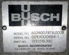 Used Busch Vacuum Pump Skid, Model AC400FBT6.000B. Serial# 108321.  20 HP motor