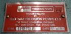 Used Graham Precision Pumps Vacuum Fluid Pump