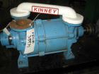 Used Kinney 2 Stage Liquid Ring Vacuum Pump, Model KLRC-125 KBA, Carbon Steel. Approximate 125 cfm at 1750 rpm. 1-1/2” Inlet/outlet. Driven by an approximate 10hp motor. Base mounted with frame.