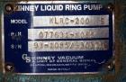 Used Kinney 2 Stage Liquid Ring Vacuum Pump, Model KLRC-200S, Carbon Steel.