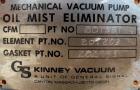 Used Kinney Rotary Piston, Oil Sealed, Vacuum Pump, Model KT-150C, Carbon Steel. Approximately 150 cfm at 1055 rpm. 3