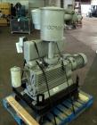 Used Leybold-Heraeus Two Stage Rotary Piston Vacuum Pump, 117.8 CFM, Model DK200, Carbon Steel. Driven by a 7.5hp, 3/60/230/460 volt, 1755 rpm motor. Mounted on a base with casters. Serial# 895031179...