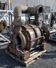 Used Nash Liquid Ring Vacuum Pump, Model CL3002, Carbon Steel. Approximate 2590 CFM at 24” Hg. at 530 rpm. Driven by a 200hp, 3/60/460 volt, 889 rpm motor. Includes an Allen-Bradley panel.