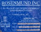 Used Rosenmund Apovac System, Hastelloy construction, consisting of: (1) Sulker Burckhardt liquid ring compressor, model PMZU2510H8, C-22. Single mechanical seal, 15 hp motor. (1) Kontro transfer pum...