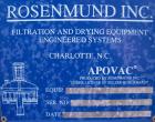 Used- Rosenmund Apovac System, Hastelloy construction, consisting of: (1) Sulker Burckhardt liquid ring compressor, model PM...