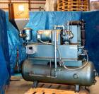 Used Squire Cogswell Rotary Vane Vacuum Pump, Approximate capacity 60 CFM, Carbon Steel. Serial #AAF09019CQ. Driven by a 3 hp, 3/60/208-230/460 volt, 1160 rpm motor. Includes a Thermal Transfer Produ...