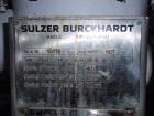Used Sulzer Burckhardt APOVAC Vacuum Solvent Recovery System, type APOVAC PMSH 156-D2. Stainless steel construction, rated 80 ACFM, ring liquid circulation 2.2 gpm, nominal coolant flow 4.4 gpm, with...