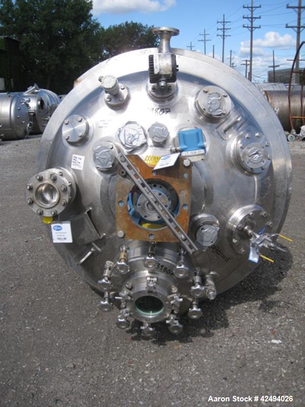 Used Apache reactor, 500 gallon, hastelloy C276 construction, 54" diameter x 40" straight side, semi elliptical top and bottom, rated 100 psi and full vacuum at 285 f internal, 316L stainless steel 1...