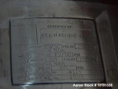 Used Approximately 100 Gallon Hastelloy Vertical Reactor