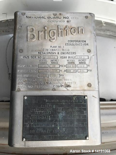 Used 350 Gallon Hastelloy C276 Brighton Reactor