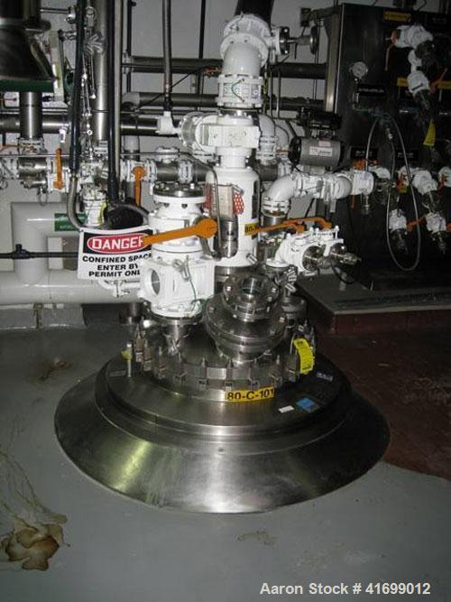 Used Feldmeier Reactor, 100 Gallon, Hastelloy, Vertical. 30" diameter x 26" straight side, dished removable top, dished bottom. Internal rated 100 psi/FV at +350/-350 deg,f, 304 stainless steel 1/2 p...