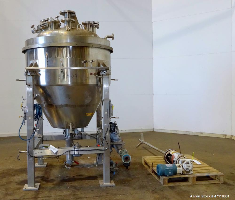 Used Feldmeier Reactor, 250 Gallon, Hastelloy C-276, Vertical.