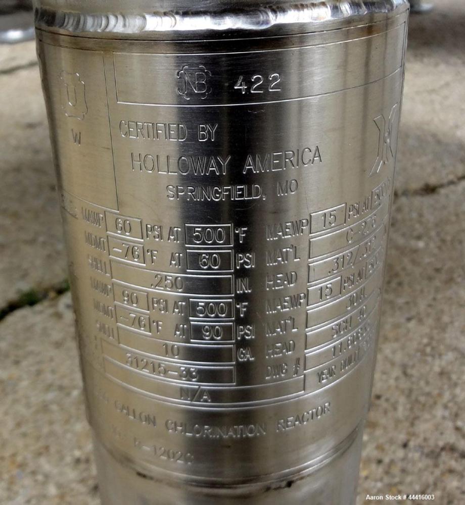 Unused- Holloway America Reactor, 1000 Gallon, Hastelloy C-276, Vertical. Approximate 62” Diameter x 70” straight side, dished top and bottom. Internal rated 60 psi at -76 to 500 degrees F, 304L Stai...