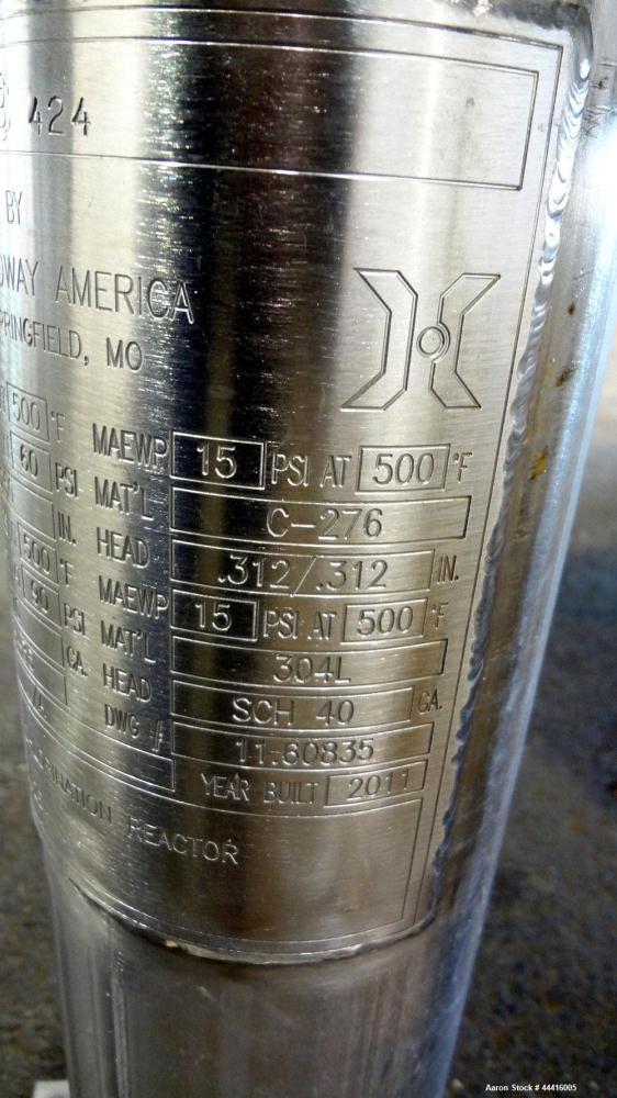 Unused- Holloway America Reactor, 1000 Gallon, Hastelloy C-276, Vertical. Approximate 62” Diameter x 70” straight side, dished top and bottom. Internal rated 60 psi at -76 to 500 degrees F, 304L Stai...