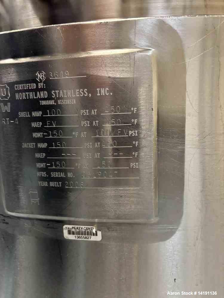 Used Northland Stainless 100 Gallon Hastelloy C-276 Reactor – 100 PSI, Jacketed, Caster Mounted, 2006