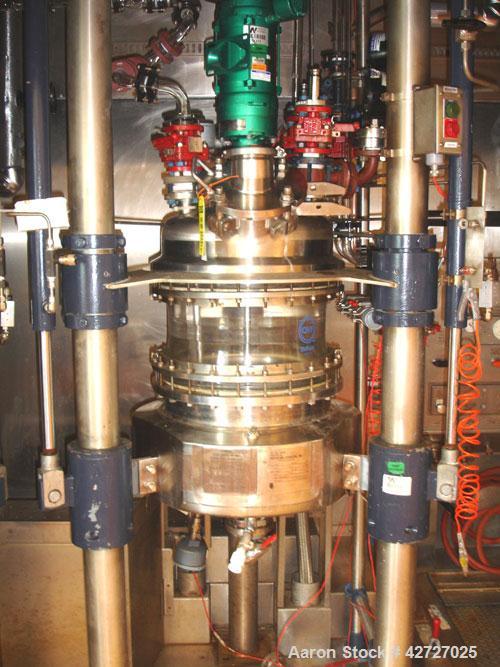 Used Northland Stainless Reactor Train, 50 Liter (13.2 Gallon). With 50 liter Hastelloy C22 reactor, removable dish top, dish bottom, intermediate QVF glass mid section, rated 150 psi and full vacuum...