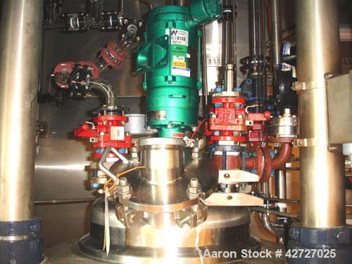 Used Northland Stainless Reactor Train, 50 Liter (13.2 Gallon). With 50 liter Hastelloy C22 reactor, removable dish top, dish bottom, intermediate QVF glass mid section, rated 150 psi and full vacuum...