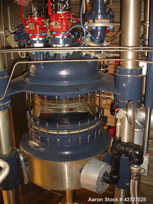 Used Northland Stainless Reactor Train, 50 Liter (13.2 Gallon). With 50 liter Hastelloy C22 reactor, removable dish top, dish bottom, intermediate QVF glass mid section, rated 150 psi and full vacuum...