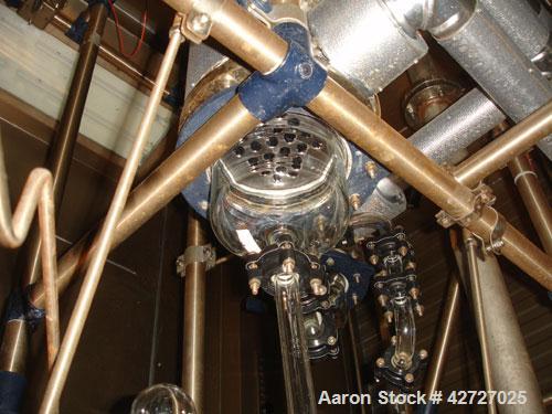 Used Northland Stainless Reactor Train, 50 Liter (13.2 Gallon). With 50 liter Hastelloy C22 reactor, removable dish top, dish bottom, intermediate QVF glass mid section, rated 150 psi and full vacuum...