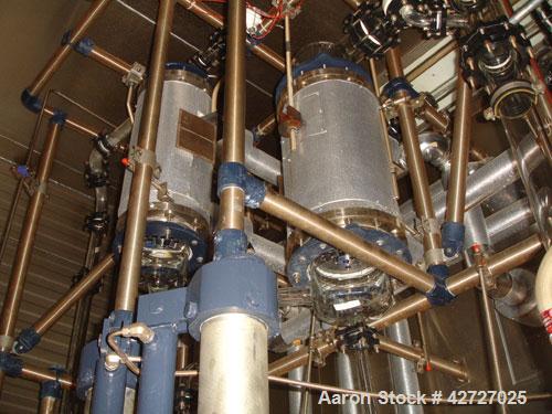 Used Northland Stainless Reactor Train, 50 Liter (13.2 Gallon). With 50 liter Hastelloy C22 reactor, removable dish top, dish bottom, intermediate QVF glass mid section, rated 150 psi and full vacuum...