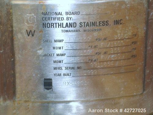 Used Northland Stainless Reactor Train, 50 Liter (13.2 Gallon). With 50 liter Hastelloy C22 reactor, removable dish top, dish bottom, intermediate QVF glass mid section, rated 150 psi and full vacuum...