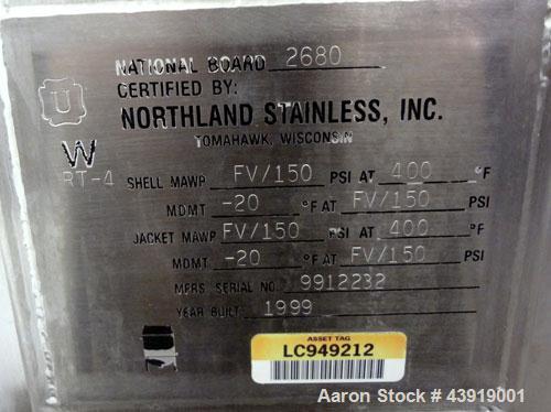 Used Northland Stainless Reactor, 150 Gallon, Hastelloy C-276.  Approximately 42" diameter x 21" straight side.  Dished top and bottom.  Internal dual rated for full vacuum/150 psi at -20 to 400 degr...
