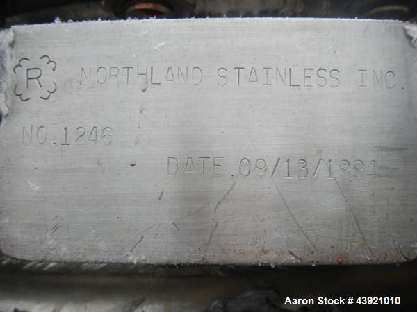 Used Northland Stainless Reactor, 150 Gallon. Hastelloy C275 construction, approximate 30" x 30" straight side. Internal rated 150 psi & Full Vacuum -155 to 350 degrees F, 304L stainless steel ½ pipe...