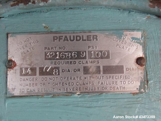 Used Pfaudler Reactor, 1000 Gallon, Hastelloy C276. Approximately 60" diameter x 78" straight side, semi elliptical top and bottom. Internal rated 55 psi & Full Vacuum at 500 degrees F. 1/2 Pipe jack...